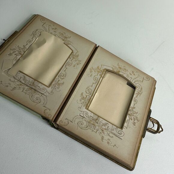 Antique Celluloid Repousse floral Cabinet Card Album ephemera art project Damage - Picture 8 of 14